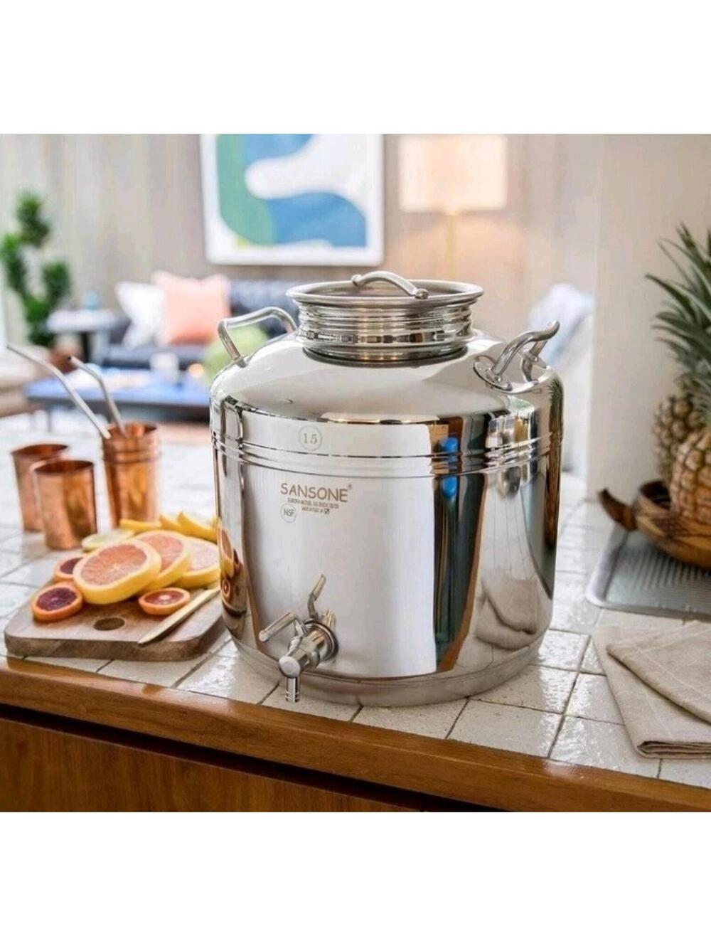 Stainless Steel Water Dispenser Container with Spigot 3.96 gallon jug 15 Liter - Picture 4 of 5